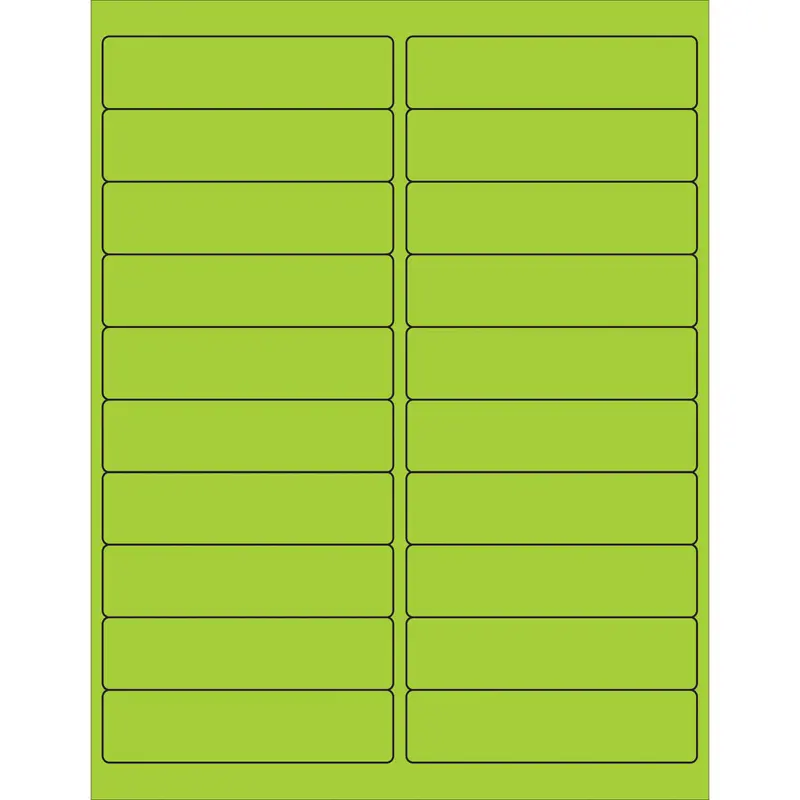 4 x 1" Fluorescent Green Rectangle Laser Labels 2000/Case