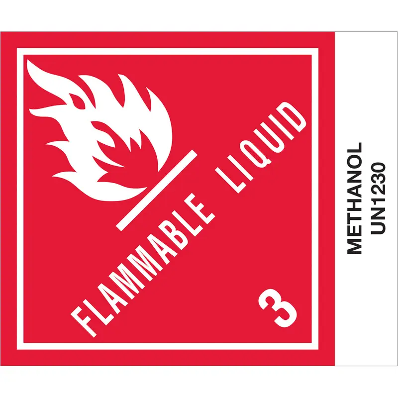 4 x 4 3/4" - "Methanol" Labels 500/Roll