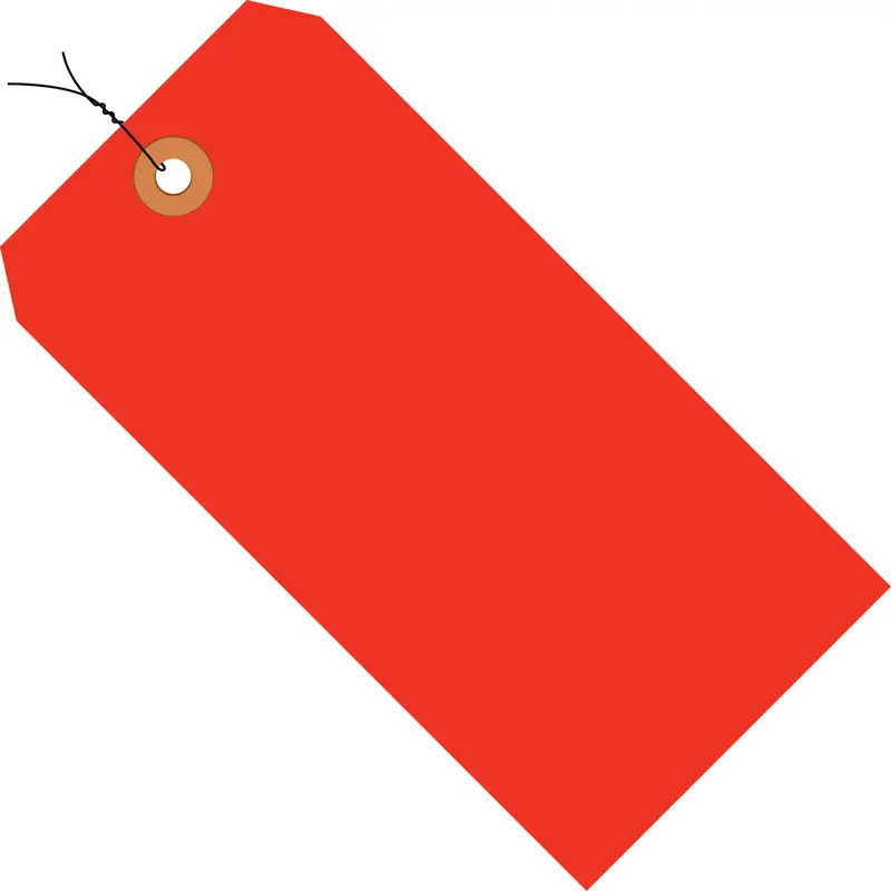 5 1/4 x 2 5/8 Fluorescent Red 13 Pt. Shipping Tags - Pre-Wired 1000/Case