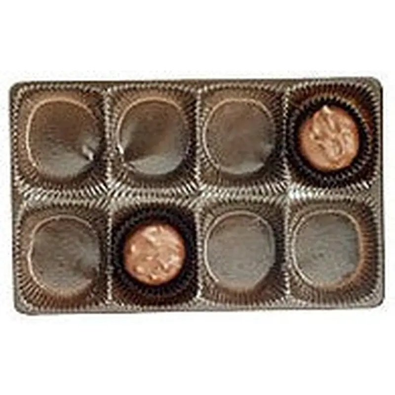6-15/16 x 4-3/8 x 7/8 (1/2 lb.) Rectangular Candy Tray Brown 8 Cavities 500/Case