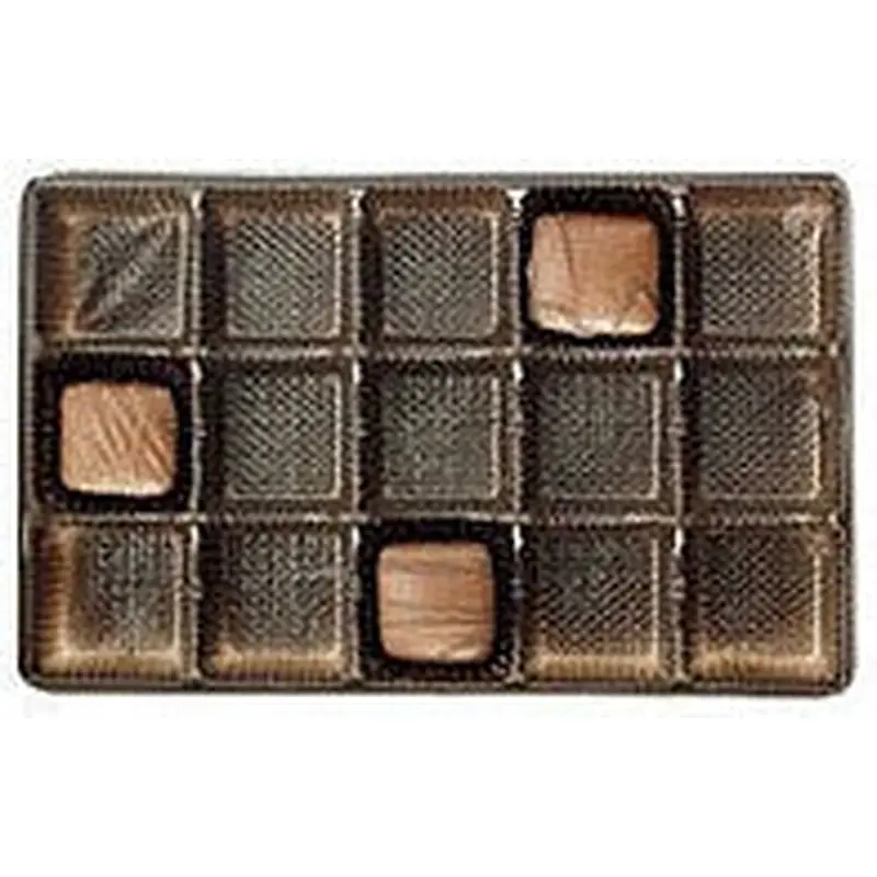 6-15/16 x 4-3/8 x 7/8 (1 lb.) Rectangular Candy Tray Brown 15 Cavities 500/Case