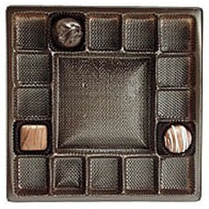 7-7/16 x 7-7/16 x 15/16 (16 oz.) Square Candy Tray Brown 17 Cavities 500/Case