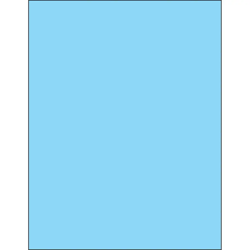 8 1/2 x 11" Fluorescent Pastel Blue Removable Rectangle Laser Labels 100/Case