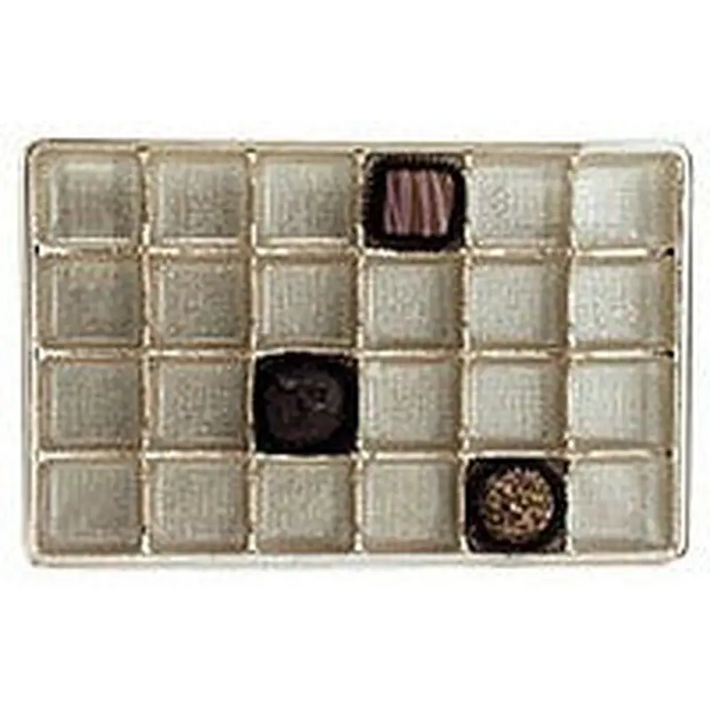 9-3/8 x 6 x 15/16 (1 lb.) Rectangular Candy Tray Gold 24 Cavities 500/Case