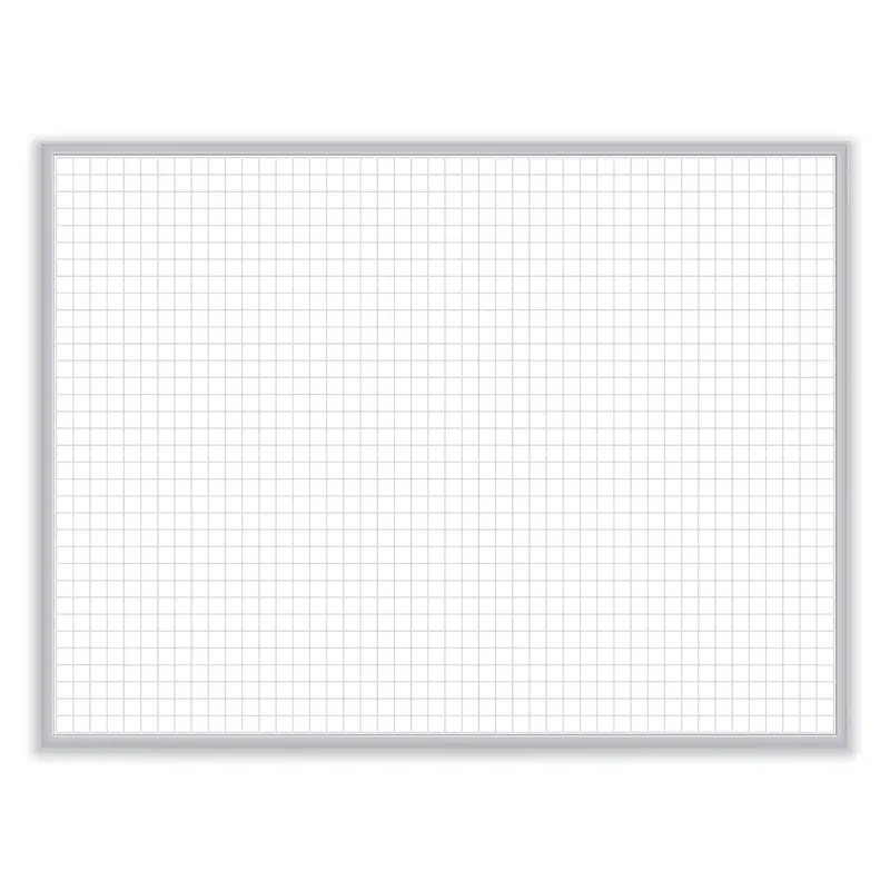1 x 1 Grid Magnetic Whiteboard, 36 x 24, White/Gray Surface, Satin Aluminum Frame