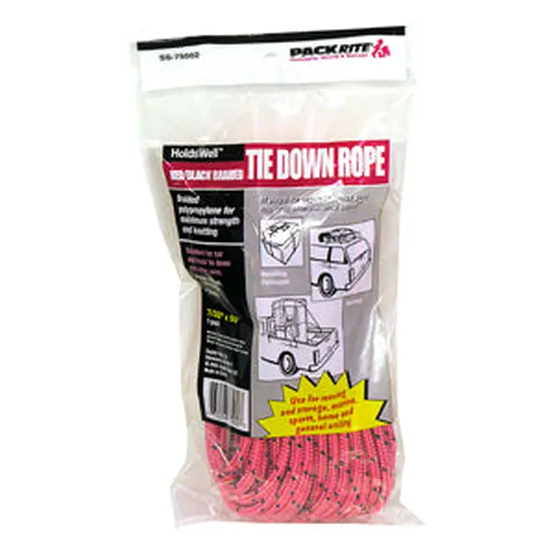 PackRite Braided Poly Rope Black/Red - 7/32"x50', 10/Case