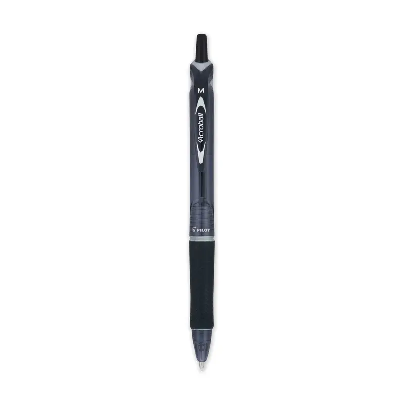 Acroball Colors Advanced Ink Hybrid Gel Pen, Retractable, Medium 1 mm, Black Ink, Smoke/Black Barrel, Dozen