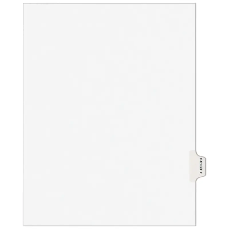 Avery-Style Preprinted Legal Side Tab Divider, 26-Tab, Exhibit H, 11 x 8.5, White, 25/Pack, (1378)