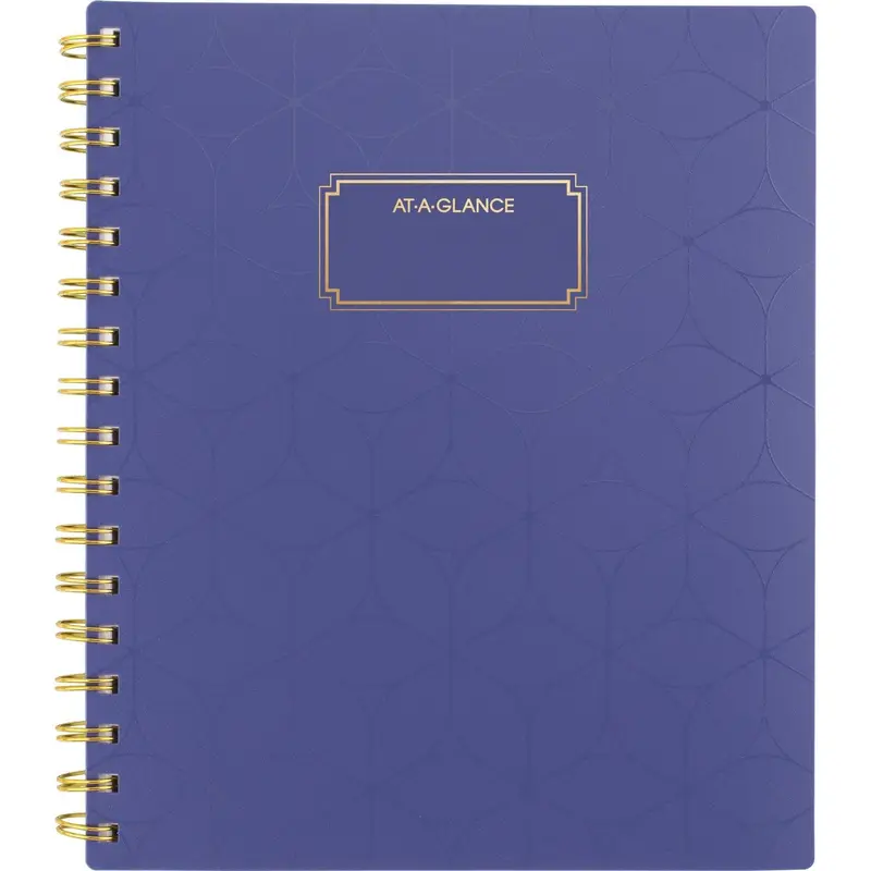 Badge Geo Weekly/Monthly Planner, 8.88 x 7.69, Purple/Gold Cover, 13-Month (Jan to Jan): 2025 to 2026