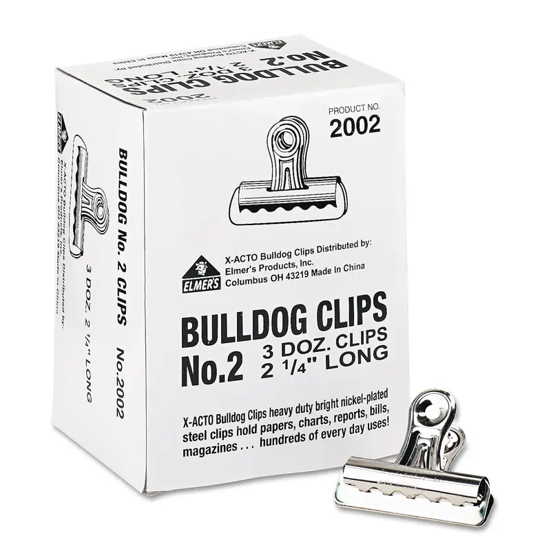 Bulldog Clips, Medium, Nickel, 36/Box