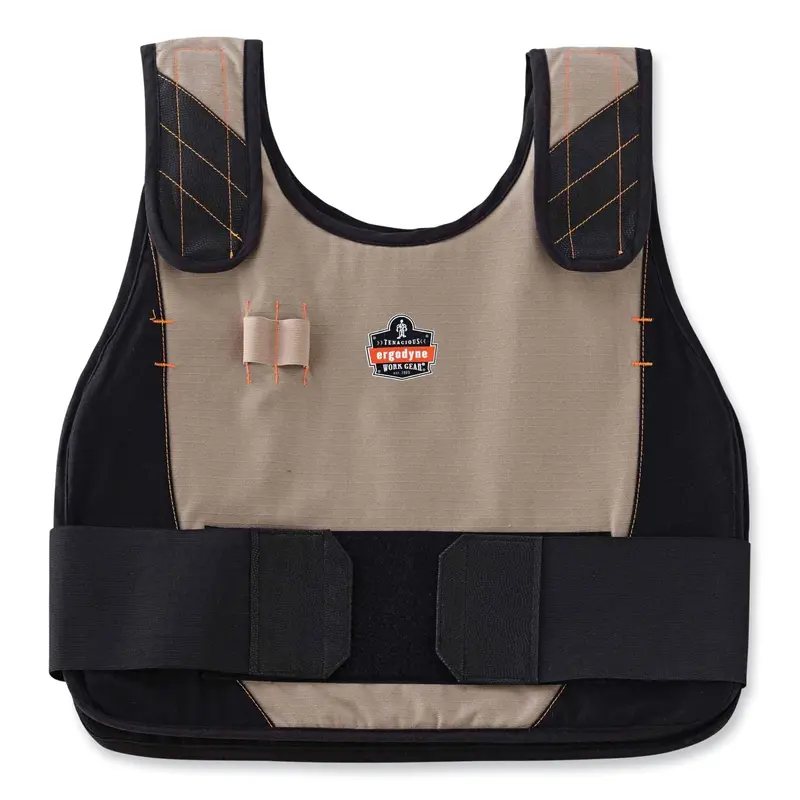 Chill-Its 6215 Premium FR Phase Change Cooling Vest with Packs, Modacrylic Cotton, Small/Medium, Khaki