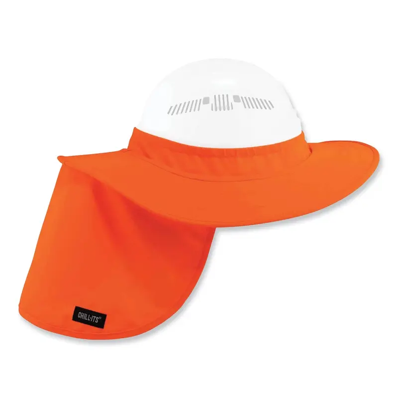 Chill-Its 6660 Hard Hat Brim   Neck Shade, 19.5 x 9.75, Orange