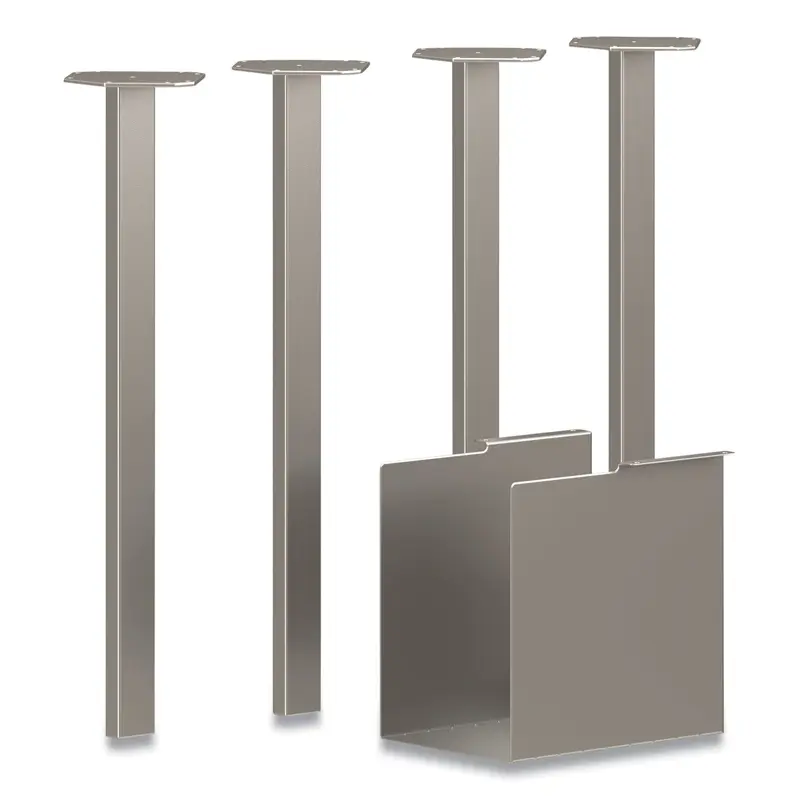 Coze Writing Desk Post Legs with U-Storage Compartment, 5.75" x 28", Silver, 4 Legs/Set