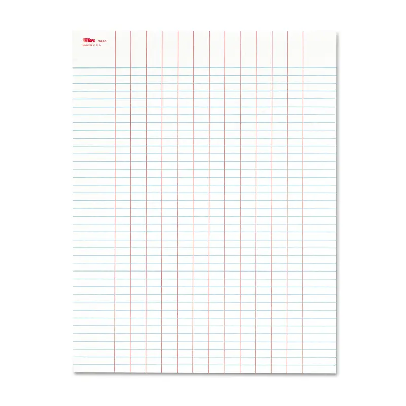 Data Pad with Plain Column Headings, Data/Lab-Record Format, 13 Columns, 8.5 x 11, White, 50 Sheets