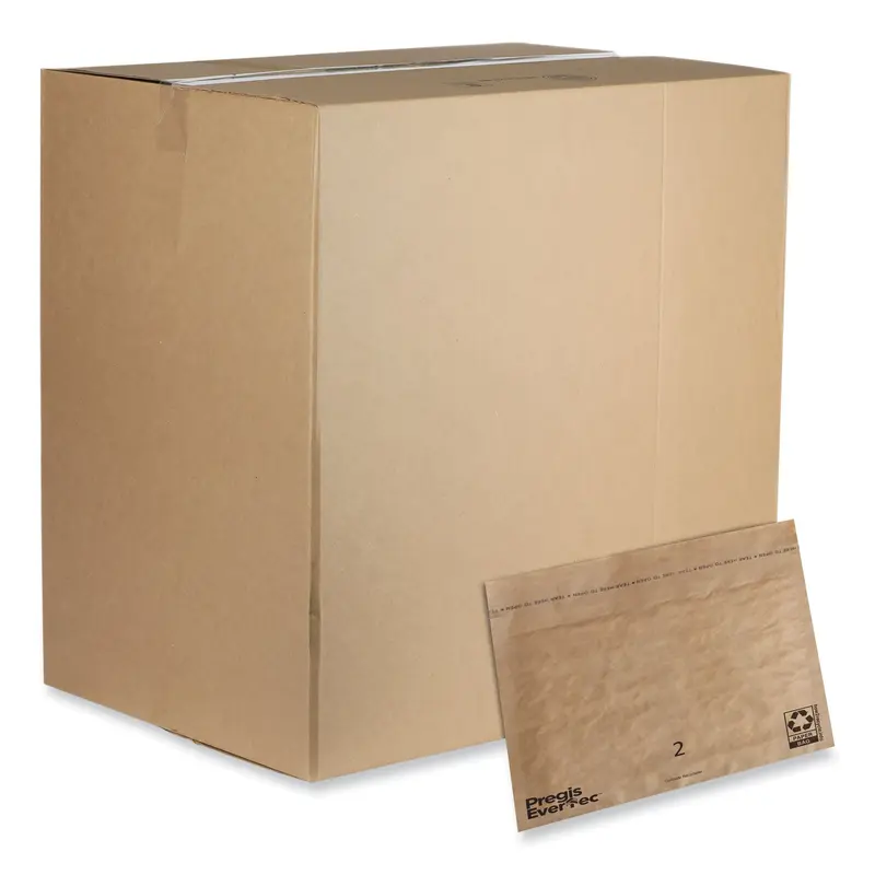 EverTec Curbside Recyclable Padded Mailer, #2, Kraft Paper, Self-Adhesive Closure, 12 x 9, Brown, 100/Carton