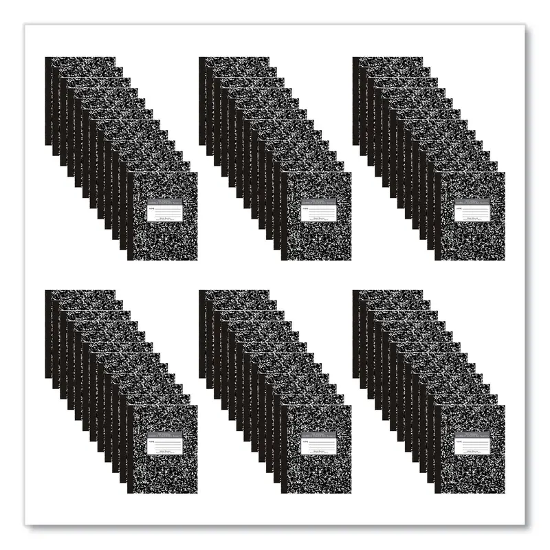 Flexible Cover Composition Notebook, Wide/Legal Rule, Black Marble Cover, (60) 10 x 8 Sheets, 72/Carton