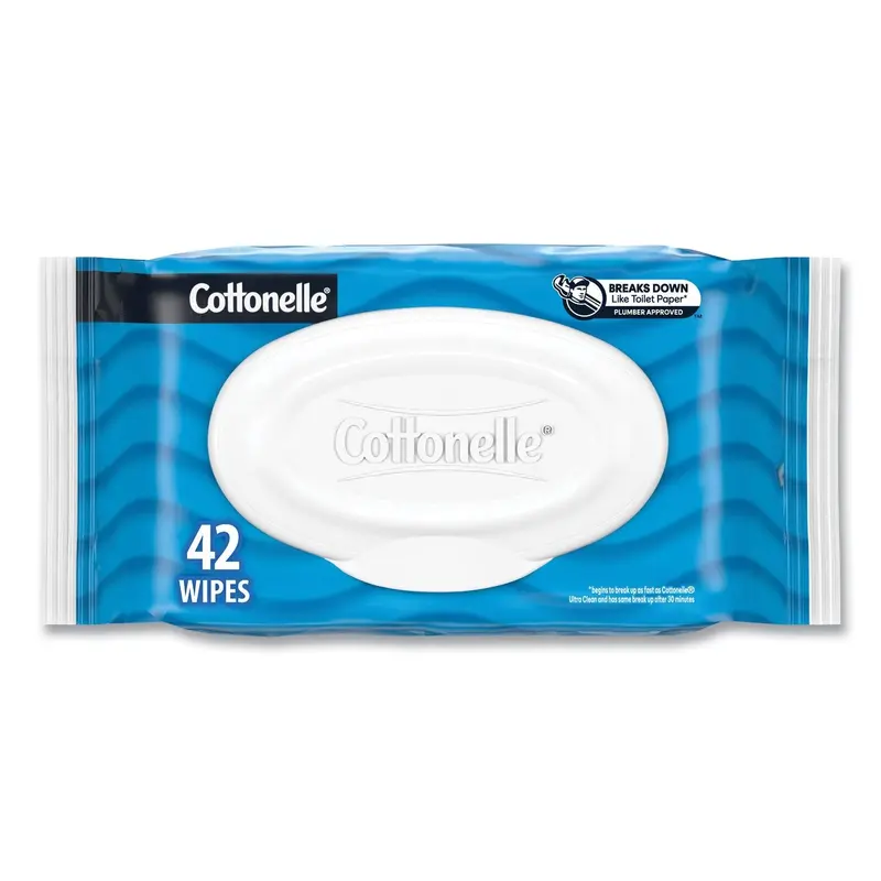Fresh Care Flushable Cleansing Cloths, 1-Ply, 3.75 x 5.5, White, 42/Pack