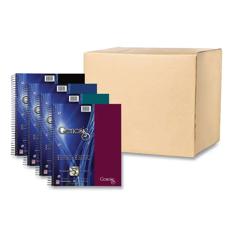Genesis Notebook, 5-Subject, Medium/College Rule, Randomly Assorted Cover Color, (200) 11 x 9 Sheets, 12/Carton