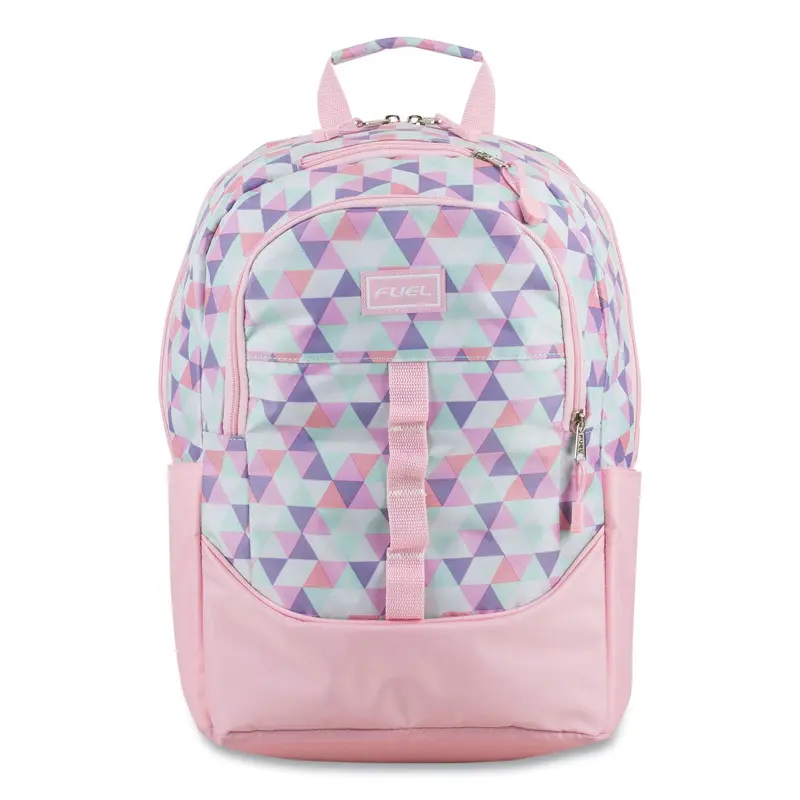 Geometric Backpack, Fits Device Up to 15.9", 12.5 x 7.63 x 18, Pink/Purple