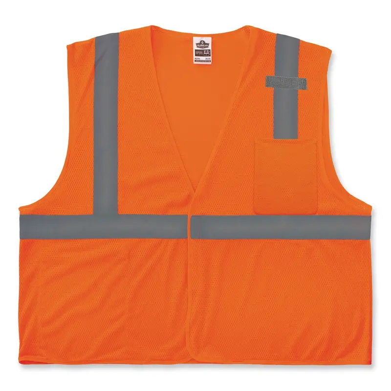 GloWear 8210HL-S Single Size Class 2 Economy Mesh Vest, Polyester, Large, Orange