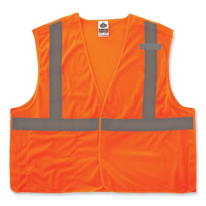 GloWear 8215BA-S Single Size Class 2 Economy Breakaway Mesh Vest, Polyester, 5X-Large, Orange