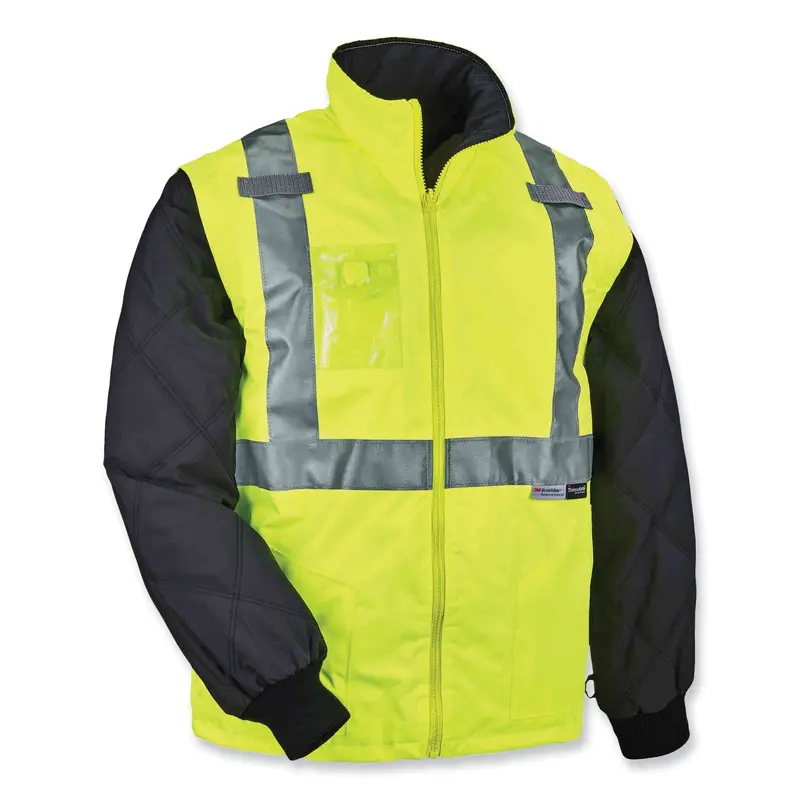 GloWear 8287 Class 2 Hi-Vis Jacket with Removable Sleeves, 4X-Large, Lime