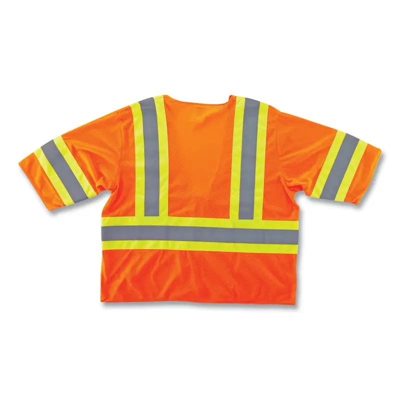GloWear 8330Z Class 3 Two-Tone Zipper Vest, Polyester, 4X-Large/5X-Large, Orange
