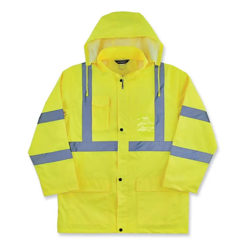 GloWear 8366 Class 3 Lightweight Hi-Vis Rain Jacket, Polyester, 5X-Large, Lime