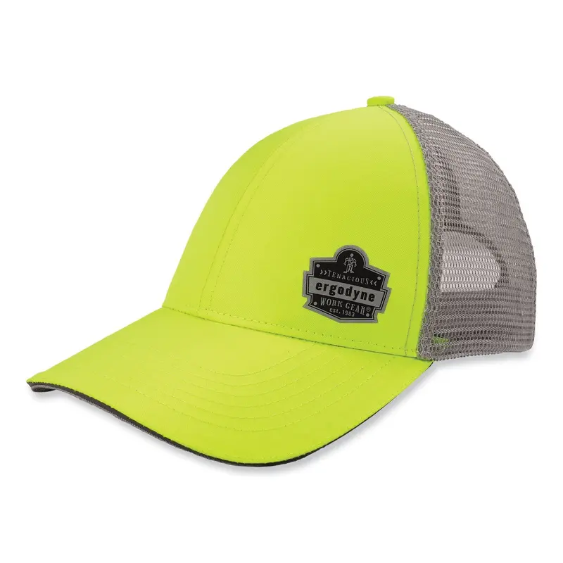 GloWear 8933 Reflective Snapback Hat, Cotton/Polyester, Ergodyne Logo, One Size Fits Most, Hi-Vis Lime