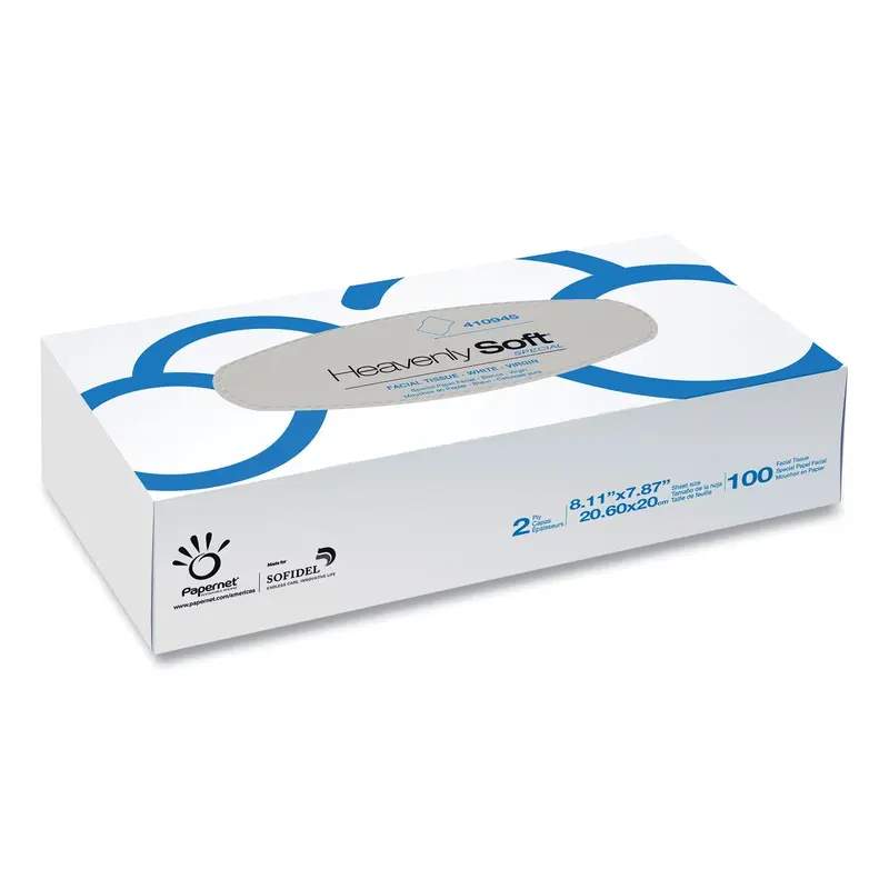 Heavenly Soft Facial Tissue, 2-Ply, White, 100/Flat Box, 30 Boxes/Carton