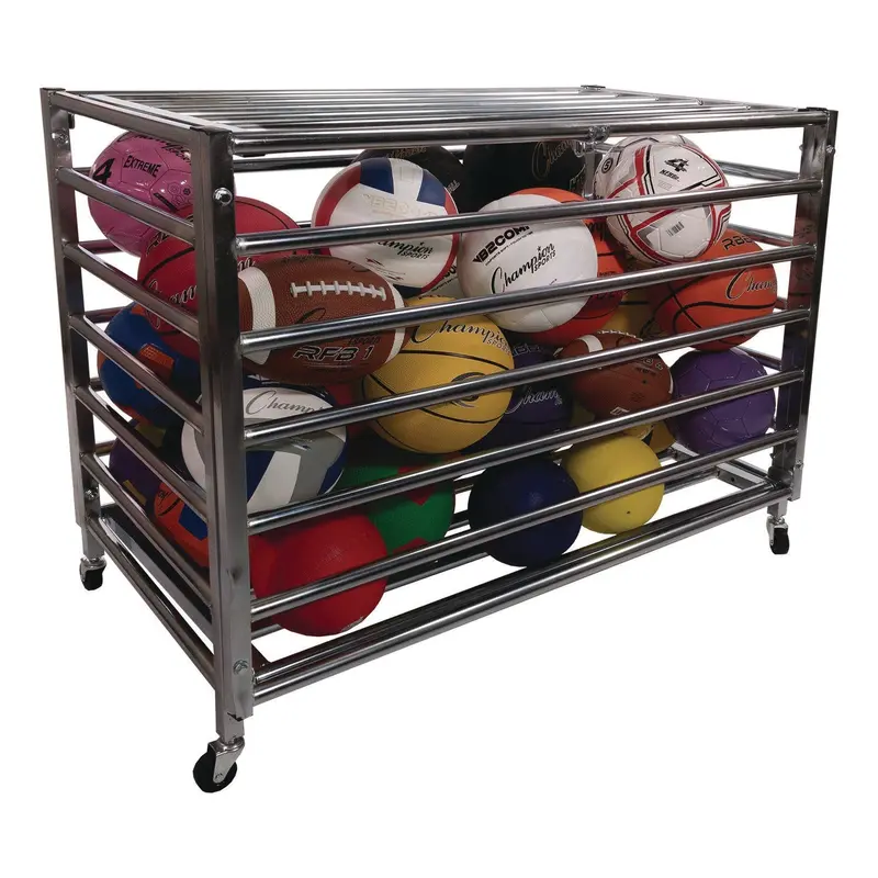 Heavy Duty Lockable Ball Locker, Metal, 132 lb Capacity, 24 x 42 x 30, High-Polish Black