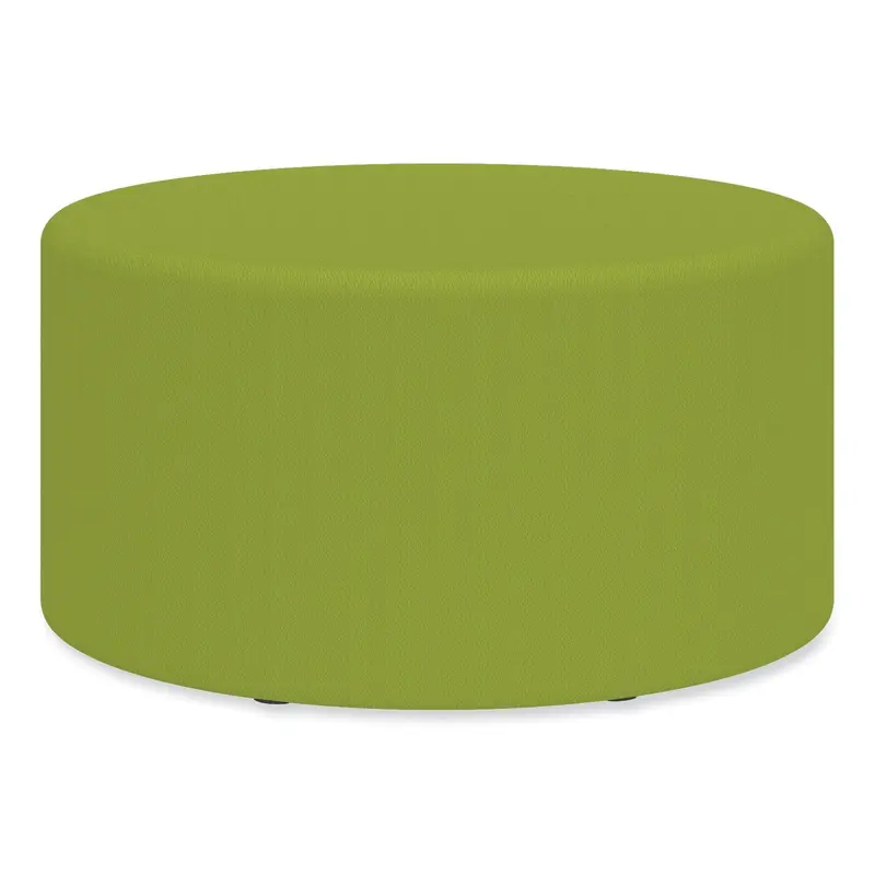 Learn 30" Cylinder Vinyl Ottoman, 30w x 30d x 18h, Green