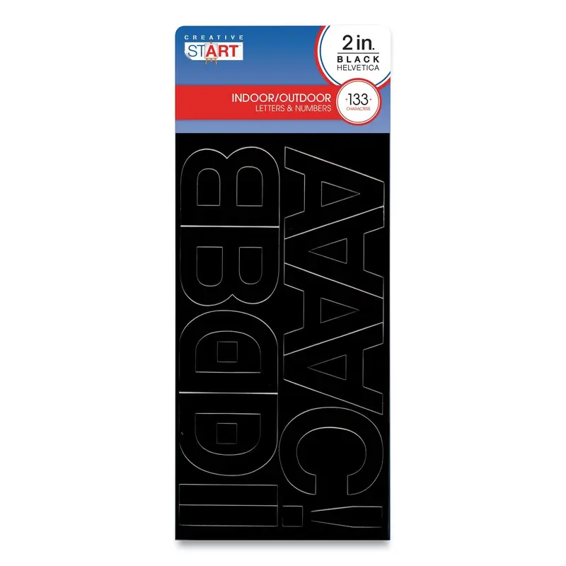 Letters, Numbers and Symbols, Self Adhesive, Black, 2"h, 133 Characters