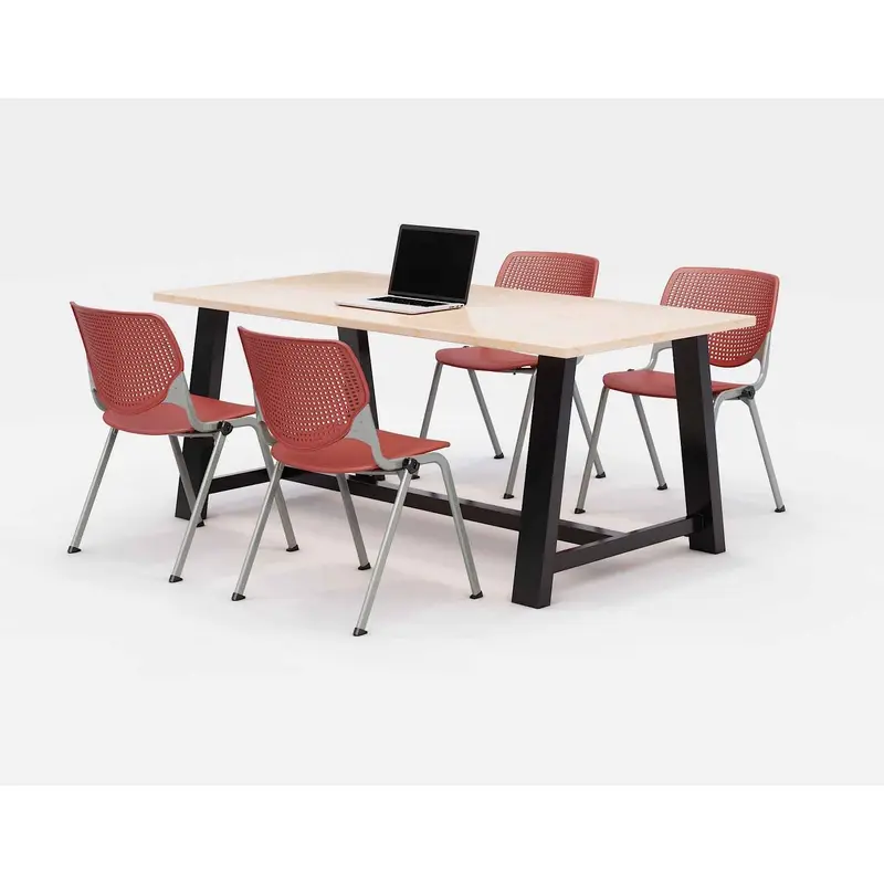 Midtown Dining Table with Four Coral Kool Series Chairs, 36 x 72 x 30, Kensington Maple