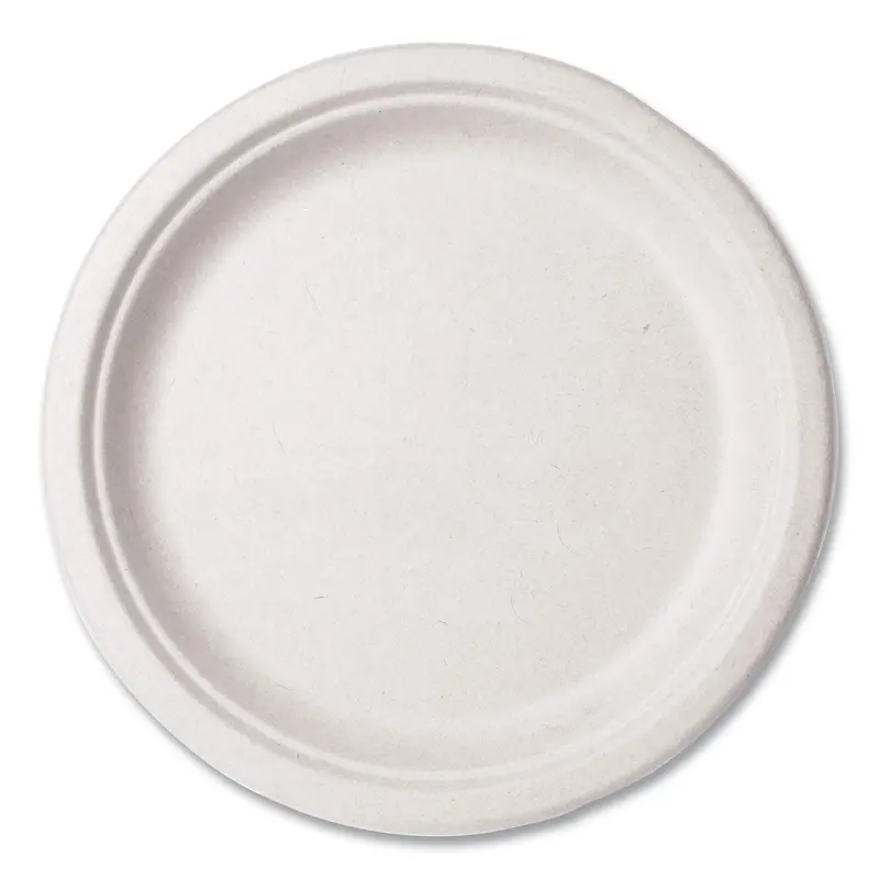 Molded Fiber Tableware, Compostable, Plate, 10" dia, White, 500/Carton