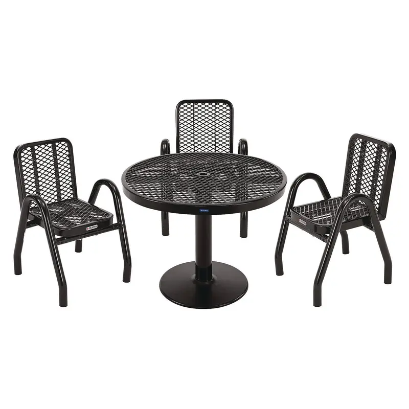 Outdoor Dining Set, Round, 36" dia x 29"h, Black Top, Black Base/Legs