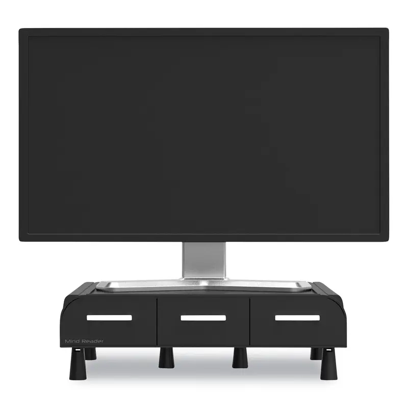 Perch Monitor Stand and Desk Organizer, 13.46" x 12.87" x 2.72", Black/Silver