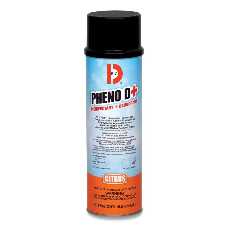 PHENO D  Aerosol Disinfectant/Deodorizer, Citrus Scent, 16.5 oz Aerosol Spray Can, 12/Carton