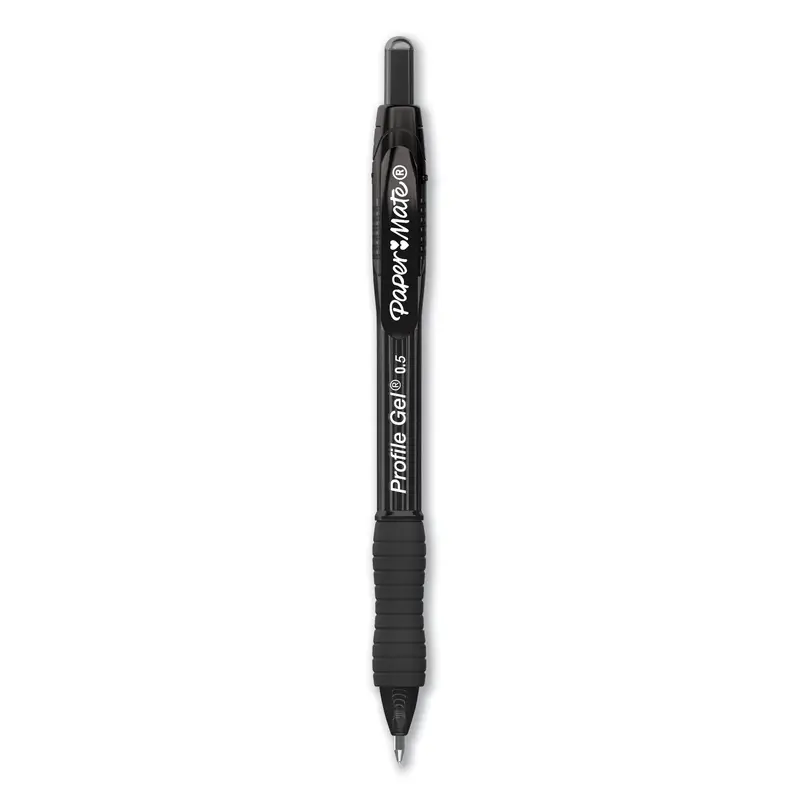 Profile Gel Pen, Retractable, Fine 0.5 mm, Black Ink, Translucent Black Barrel, Dozen