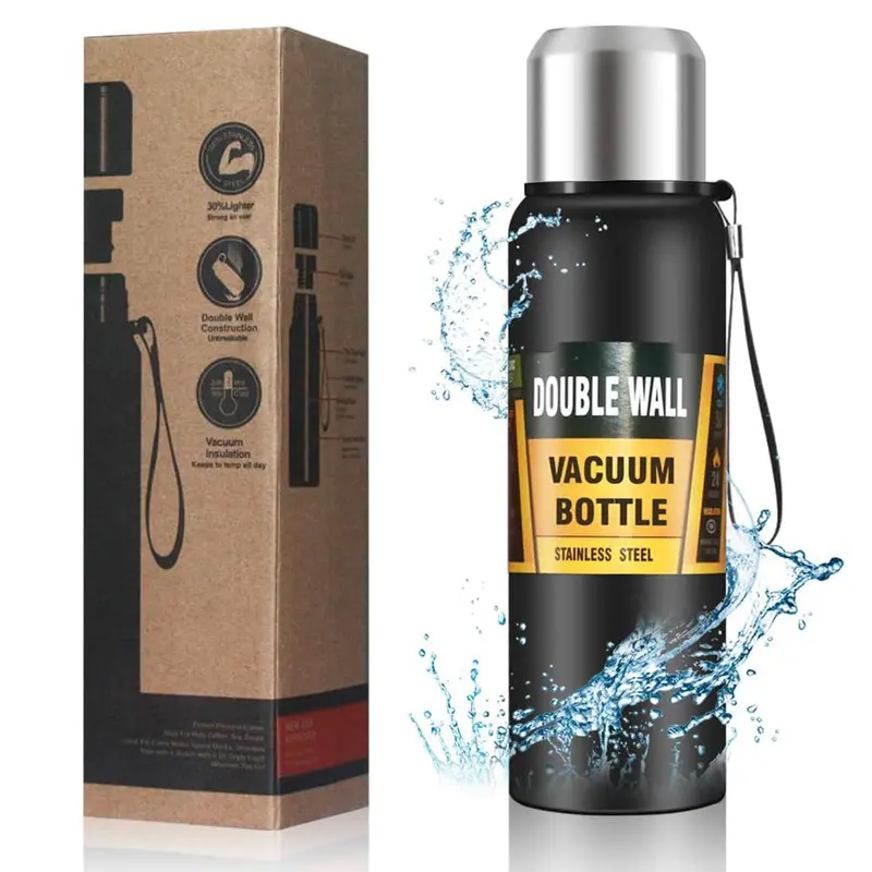 (Net) 1000ML  Stainless Steel Vacuum Bottle - Stay Refreshed Anytime, Anywhere / 561457Black