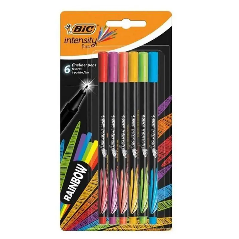 (NET) BIC Intensity Fine Mix Rainbow Pens 6 Colors