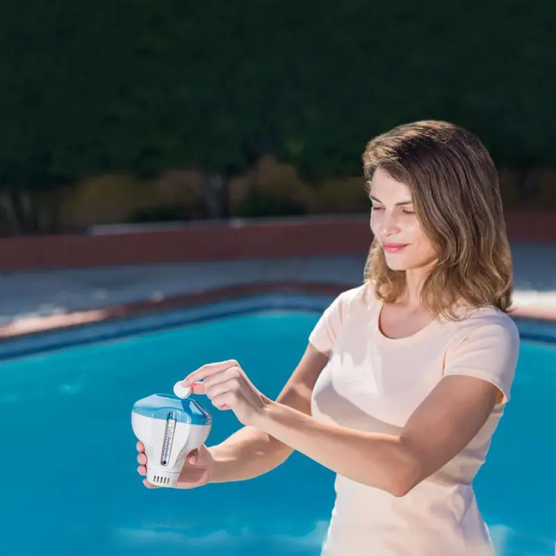 (NET) Intex  2 in 1 Floating Swimming Pool Chlorine Dispenser and Thermometer 29043