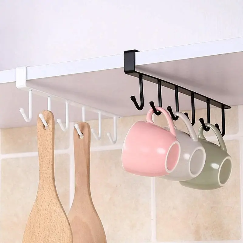 (Net) Iron 6 Hooks Storage Shelf / KC22-104 / 202289White