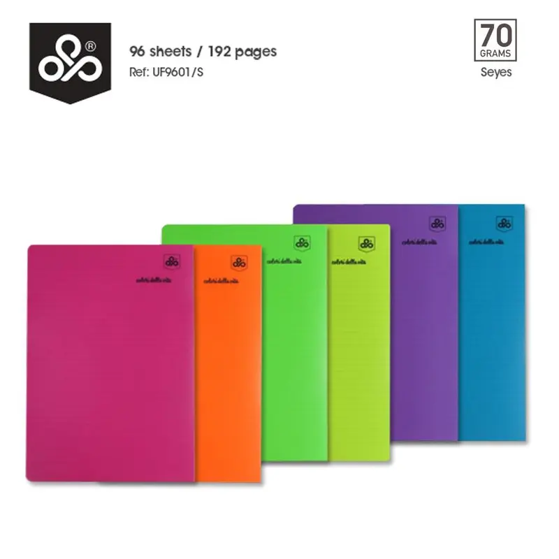 (NET) OPP Colori Della Vita Fluo Stitched Copybook - 96 sheets - Seyes / 21 x 29.7 cmYellow Neon