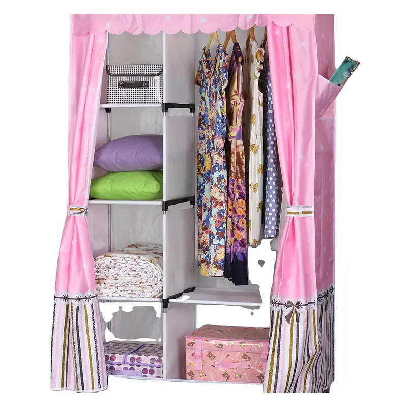 (Net) Wardrobe Fabric Wardrobe Folding Wardrobe Laundry Cabinet with Clothes Rail with Roll-Up Doors Wardrobe Clothes Cabinet Textile Wardrobe / PL13-105Paris