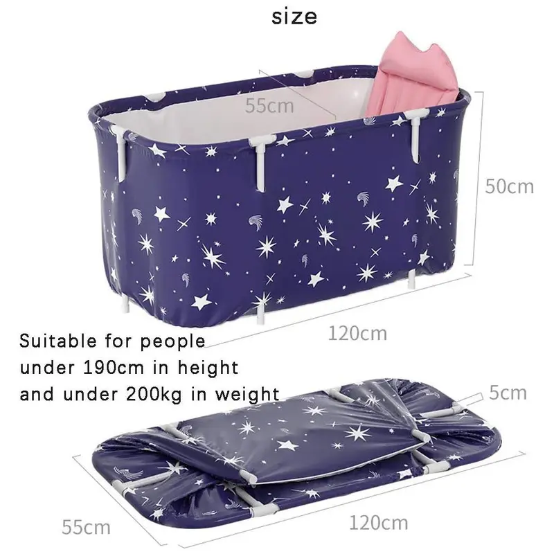 (net)Portable Bathtub Adult Non-Slip Portable Bathtub Foldable Soaking Bath Tub Barrel Adults KidsNavy And Pink