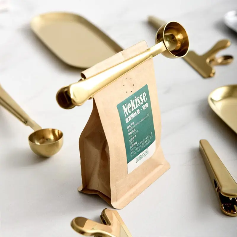 **NET**Two in one Stainless Steel Coffee Spoon Sealing Clip - Gold / KC22-63