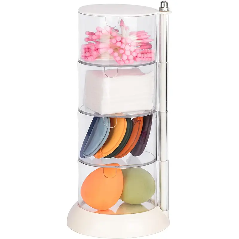 360 Rotatable Acrylic Jewelry Accessory Organizer 4 LayersWhite