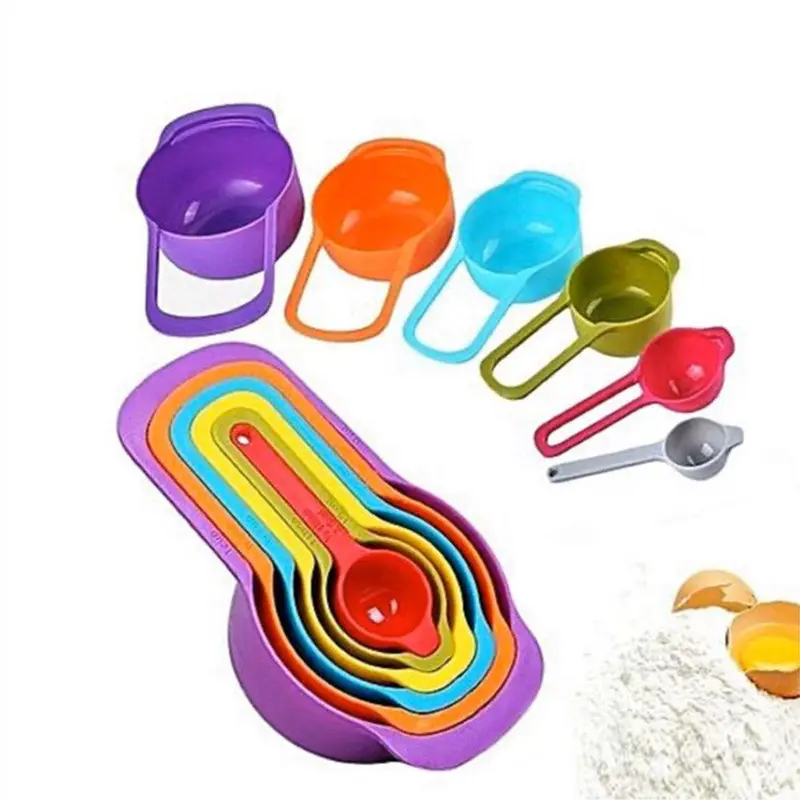 **(NET)**Graduated Plastic Measuring Cups and Spoons Set ( 6 Pcs) / 22FK097