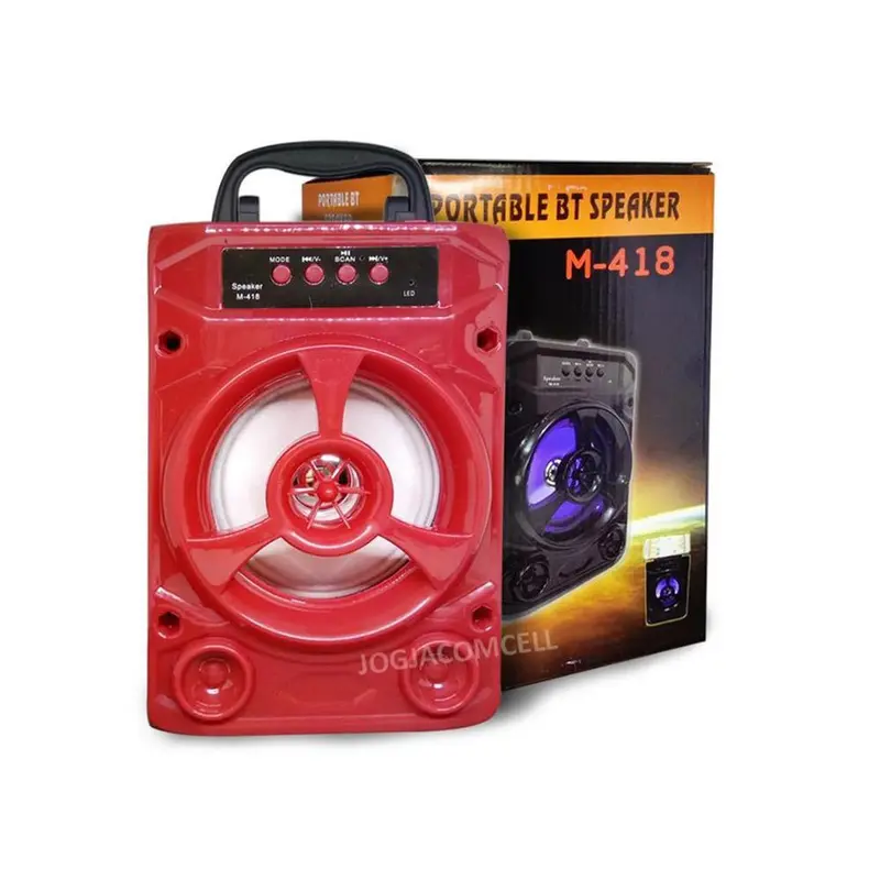 **(Net)**M-418 Super Bass Wireless Bluetooth Speaker with Micro SD/TF and USB SupportRed
